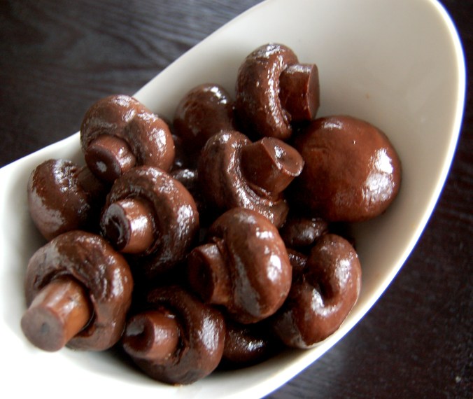 The finished product! They are almost black from soaking up the wine and butter for 9 hours. 